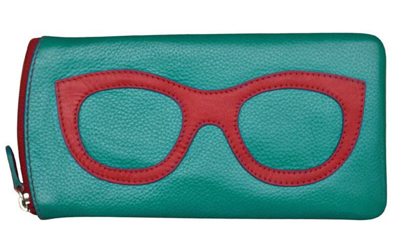 Turquoise Red Funky Quality Leather Glasses Case